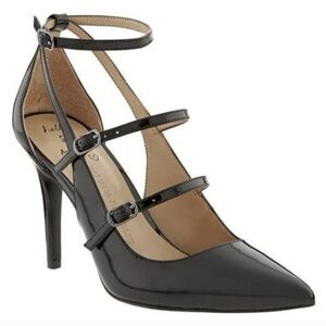 Banana Republic Desiree Strap black patent leather strappy heels sz 6.5